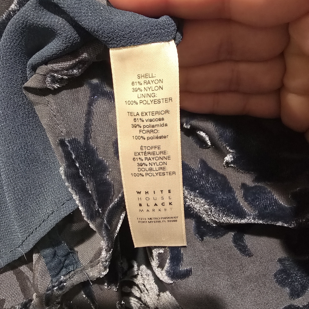 Elegant White House Black Market Blue Salma Sleeveless Velvet Blouse - Picture 8 of 9